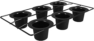 6-cup Thickened Carbon Steel Nonstick Muffin Pan, Deep Cupcake and Pudding Bakeware for Oven Baking, Black Coated Sturdy Muffin Tin for Home Baking