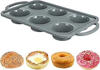 Silicone Muffin Tin and Cake Tray, 6-cup Non-stick Bakeware Mold with Deep Cups for Home Baking, Flexible Silicone Baking Pan for Muffins, Egg Tarts, and Bread Moulds