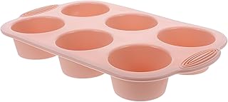 Silicone 6-cup Muffin Pan Bakeware High Temperature Resistant Nordic Pink Nonstick Muffin Tin for Oven Baking Cupcake Mold Kitchen Bakeware