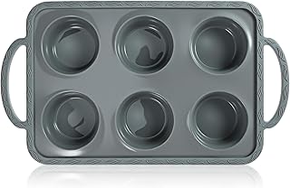 Silicone Muffin Tin and Baking Mold 6-cup Non-stick Flexible Silicone Cake Pan for Home Baking and Party Use