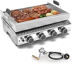 Portable Propane Griddle, 8000BTU Stainless Steel Gas Grill, One-Burner Flat Top Grill for Tailgating, Camping, BBQ, RVs, Patio Cooking