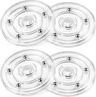 4 Pack Small Lazy Susan Turntable Organizer, 4 Inch Acrylic Lazy Susan Hardware for Mini Seasoning, Cookie, Cake Decorating, Clear Plastic Turntable Bearing Rack for Desk