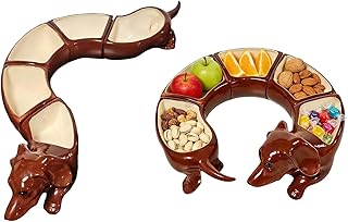 Compartment Serving Tray, – Dachshund 5 Section Handcrafted, Platter Set Home Kitchen, Cooking Eating Dinner Tabletop Restaurant | Home Kitchen Cooking Eating Dinner Tabletop Restaurant Food Nuts