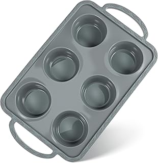 Silicone Muffin Tin Bakeware 6-cup Non-stick Flexible Silicone Baking Mold for Cakes Egg Tarts Home Baking and Gatherings