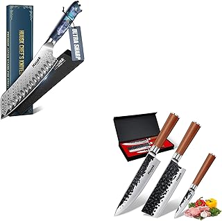 Huusk Japanese Santoku Knife 7" and Japanese Kitchen Knife Set of 3