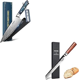 Huusk 8" Chef Knife and Serrated Bread Knife 8 inch