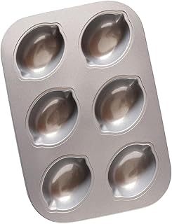 Lemon Shape Muffin Mold 6-cup Non-stick Metal Bakeware Pan for Mousse Cake Dessert Baking, Lemon Shaped Cupcake Tin for Home Kitchen Baking