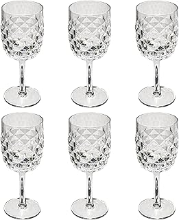Diamond Cut Acrylic Wine Glass - Clear - 15.6 oz - Set of 6