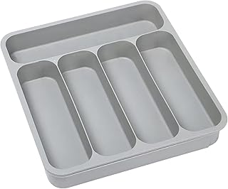 Silverware Drawer Organizer | 6-Compartment Non-Slip Storage Tray | Large Kitchen Utensil Drawer Organizer - for Silverware Cutlery Makeup Bathroom Bedroom Home Counter Vanity