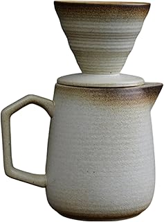 Beige Pour Over Coffee Pot Set, 20 Fl Oz Ceramic Coffee Maker, 3.5 In Filter Cup Included, Vintage Design, Enhanced Flavor