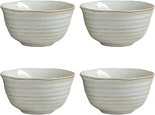 Ceramic Bowls Set, 4 Pcs, 4.5 In, Dessert Bowls With Gold, 9.5 Fl Oz, Microwave And Dishwasher Safe, Stackable