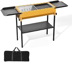 Foldable Portable Charcoal Grill with Adjustable Height & Side Table - Perfect for Camping, Gardens, Beach Parties & Picnics - Compact BBQ Grill for Outdoor Cooking