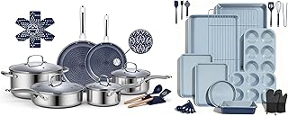Ammeloo 17-Piece Hybrid Stainless Steel Cookware Set & 22-Piece Baking Pans Set
