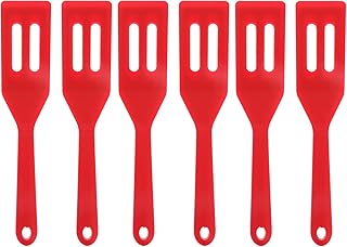 6pcs Red Slotted Silicone Mini Spatula Set Heat-resistant Non-stick Baking Utensils Small Kitchen Gadgets for Cooking and Pancake Turning