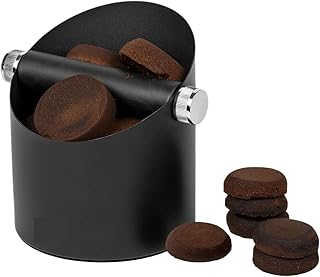 Espresso Knock Box, 1.82L Capacity Holds 20 Espresso Pucks, Stainless Steel With Non-Slip Base, Knock Bin For Home Barista(1.82L Black)