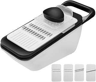 Vegetable Cutter and Multi-function Mandoline Slicer with 4 Blades, Adjustable Thickness, Black Kitchen Food Dicer for Vegetables, Potatoes, Cheese, and Fruits, Home Cooking Tool