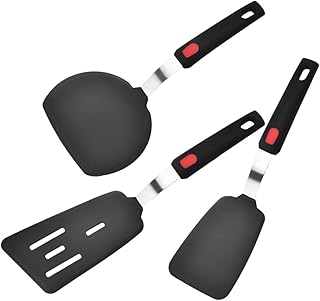 Silicone Spatula Set 3pcs Non-stick Wok Turner Pancake Spatula Egg Turner Kitchen Cooking Utensils Heat Resistant for Home and Professional Use