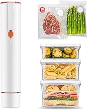 Vacuum Sealer for Food, Compact Handheld Vacuum Sealer Machine with 30 Reusable Bags & 3 Containers, Seals Liquids & All Foods, Portable for Sous Vide, Travel,Camping, Kitchen, Gifts