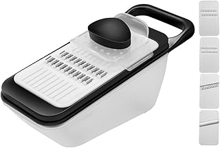 Multi Vegetable Chopper and Adjustable Crinkle Cutter with Non-slip Handle, 4-blade Black Kitchen Slicer for Fruits and Veggies, Household Mandoline Slicer for Salad and Potato