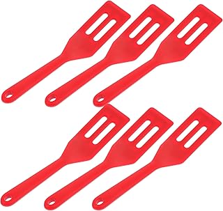 6pcs Red Slotted Mini Silicone Spatula Set, Heat-resistant Non-stick Small Baking and Cooking Utensils for Kitchen Use