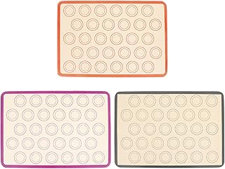 3pcs Non-stick Silicone Pastry Mat 42x29.5cm Heat Resistant Oven Baking Sheet Liner with Fiberglass for Bread Dough Rolling and Cake Baking in Coffee Red, Gray, Purple