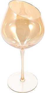Milisten Amber Wine Glasses Set, 12oz Glass Goblet with Slanted Rim, Decorative Cocktail and Beverage Cups for Home, Restaurant, and Party Use