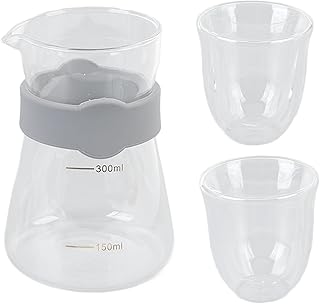 Pour Over Coffee Maker, High Borosilicate Glass Heatproof Coldproof Coffee Dripper with Gold Markings and Silicone Grip, for Home Office Shop