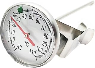 Stainless Steel Cooking Thermometer with Clip, Bi-Metal Probe Instant Read Kitchen Meat and Water Temperature Gauge for Coffee, Milk, Grilling, and Home Use (-10℃ to 110℃)