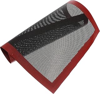 Silicone Baking Mat Non-stick Oven Sheet with Glass Fabric Heat Resistant Breathable Surface 30x40cm Black Base Red Trim for Bread and Pastry Baking