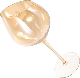 Amber Wine Glass Goblet Set, Slant Cut Amber Glassware, High Stem Decorative Party Wine Glasses for Home and Restaurant, Vintage Style Beverage Cups for Entertaining