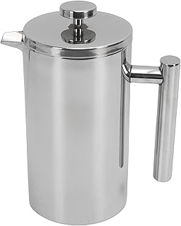 French Press Coffee Maker, 304 Stainless Steel Double Wall Insulated Coffee Pot Rustproof Dishwasher Safe, with U Shaped Spout for Hot Tea Hot Chocolate (600ml)