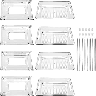Double Tier Clear Plastic Drawer Organizer, Under Sink Sliding Drawers 2 Pack, 30x19x25.5cm - Multifunctional Storage Rack, Removable Drawers with Handle, Ideal for Kitchen and