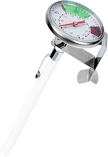 Toyvian Probe Food Thermometer for Coffee and Milk, Stainless Steel Meat Temperature Gauge with Clip, Instant Read Kitchen Thermometer for Water, Oil, and BBQ Cooking