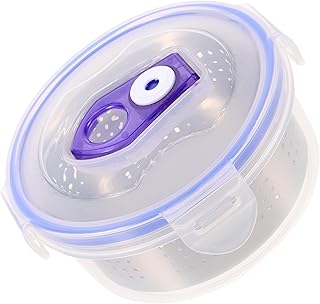 Stainless Steel Fruit Container with Drainer and Plastic Food Storage Box, Refrigerator Organizer Produce Saver for Kitchen and Fridge, Small Set