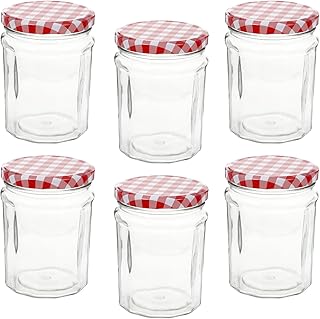 Kichvoe 6pcs 380ml Glass Storage Jars Set, Sealed Honey and Jam Containers, round Food Storage Bottles for Kitchen Pantry Organization
