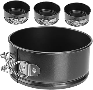 4-inch round Springform Cake Pans Set of 4, Non-stick Mini Cheesecake and Quiche Baking Tins with Locking Buckles, Removable Bottom Tart Molds for Small Cakes and Savory Tarts