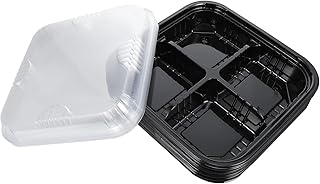 10pcs Black Multi-functional Fruit Packing Boxes with Lids, Thickened Four-compartment Food Storage Containers for Fresh Produce Organization and Takeout Random Style