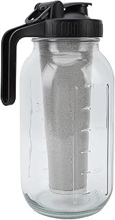 Cold Brew Coffee Maker Pitcher with Stainless Steel Thick Glass Iced Coffee Maker Pitcher Jar with Spout Lid and Handle 1000ml Dishwasher Safe Clea Cold Brew MakerIced (2000ml)
