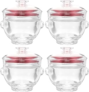 4pcs 100ml Sealed Glass Cubilose Bottles with Red Lids, Airtight Food Storage Containers for Fresh Isinglass Preservation and Kitchen Organization