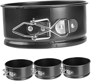4pcs 4-inch Non-stick Mini round Cake Pans for Cheesecake and Quiche Baking, Black Springform Bakeware Set for Home Use