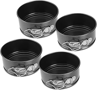 4-inch round Mini Cake Pan Set, Nonstick Springform Bakeware with Removable Bottom and Locking Buckle, 4pcs Black Cheesecake and Tart Baking Molds for Home Baking and Mini Pies