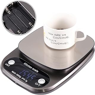 Rechargeable Digital Kitchen Scale 3kg/0.1g Food Scale Stainless Steel High Precision LCD Display for Cooking Baking Meal Prep