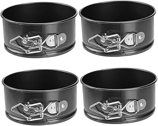 4pcs Non-stick Mini Cake Pans Set 4-inch round Springform Cheesecake Pans with Locking Buckles for Baking Mini Pies, Quiches, and Smash Cakes – Black Coated Bakeware for Home