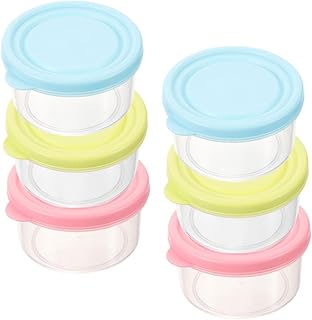 6pcs Small Sauce Containers with Lids, Leakproof Dressing and Dipping Sauce Cups Set in Pink Green Blue, Reusable Food Prep Containers for Salad and Lunch Storage
