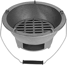 VICASKY Cast Iron Charcoal Stove Large with Handle and Inner Grill Rack Indoor and Outdoor Portable Grill for Bbq and Heating Stove