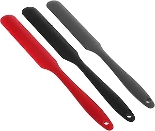 3pcs Silicone Cooking Spatula Set, Flexible Cream Scraper and Dough Scraper, Small Size with Long Handle for Baking, Mixing, and Cooking in Kitchen