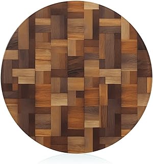 Wood Cutting Board Round Tempered Glass Chopping Boards Scratch Resistant Butcher Block for Kitchen Non Slip Cutting Mat for Meat Fruits Vegetables 7.9"