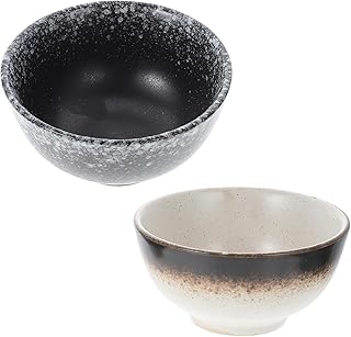 DOITOOL 2pcs Ceramic Ramen and Rice Serving Bowls 4.5 Inch Set in Sand Yellow and Golden Speckled Colors for Home Kitchen Dinnerware Random Color