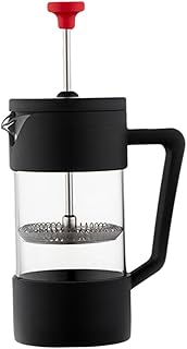 Milisten 350ml Stainless Steel Coffee Press Pot with Glass Beaker Manual Coffee Brewer for Home and Office Heat-resistant Red Lid