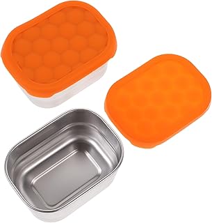 VICASKY 2pcs 230ml Airtight Food Storage Containers Set, 304 Stainless Steel Rectangular Sealed Vegetable Boxes for Refrigerator and Freezer, Reusable Portable Kitchen Containers